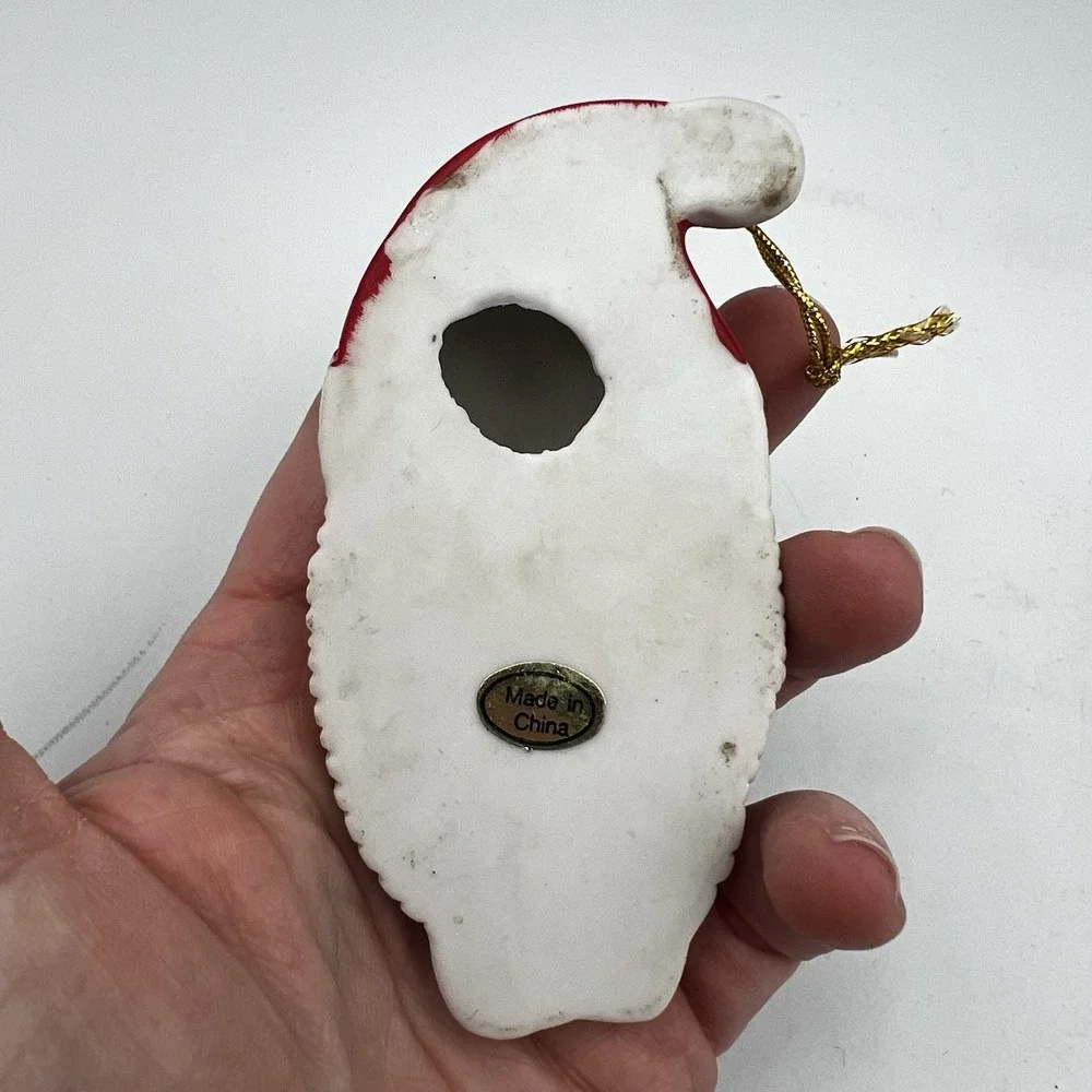 Lot of 4 Vintage 90's Ceramic Painted‎ Santa Head Christmas Ornaments Classic